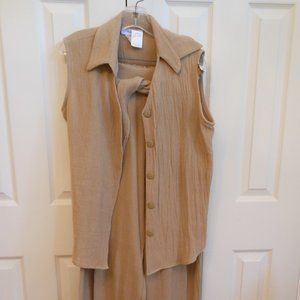 Tan sleeveless top with matching pants
